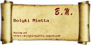 Bolyki Mietta névjegykártya